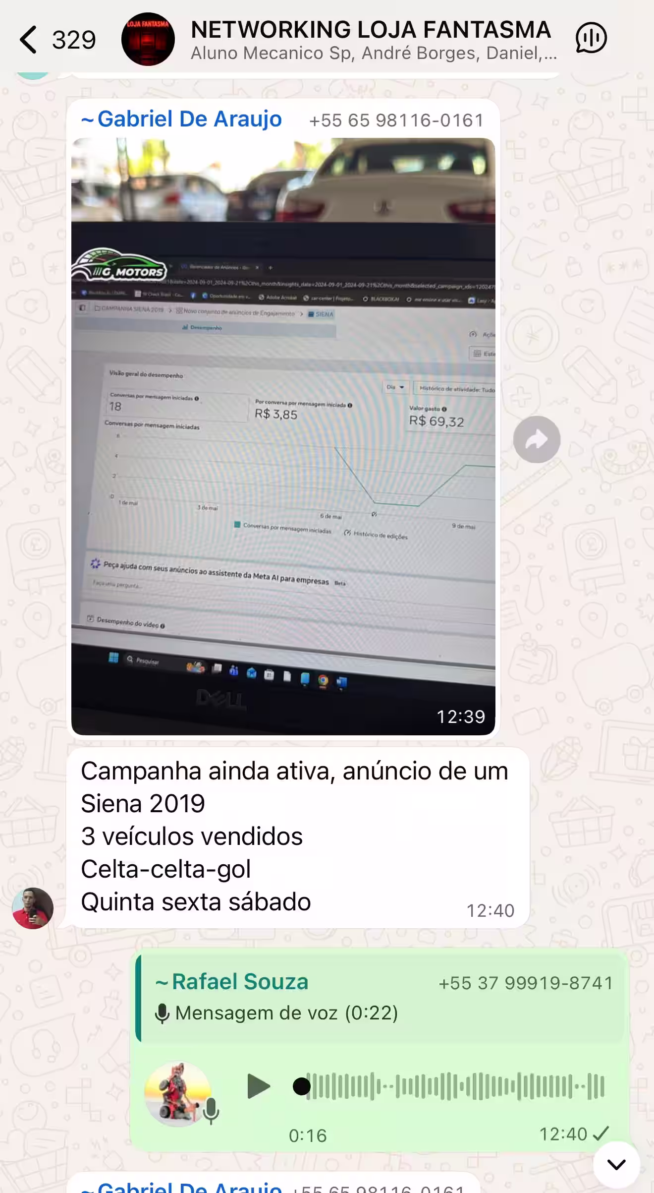 Print da conversa de Gabriel de Araujo