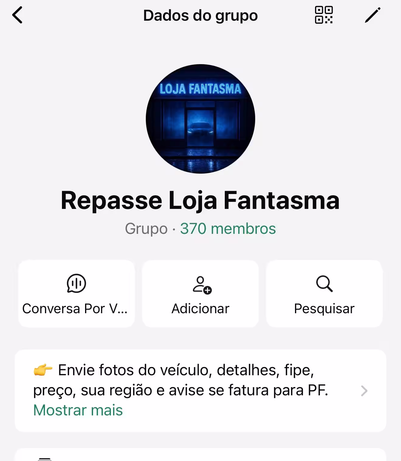 Print do grupo de repasse